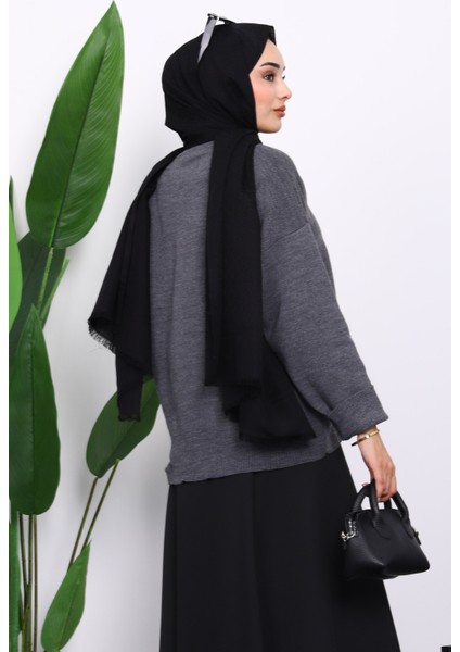 Antrasit Bisiklet Yaka Yumuşak Dokulu Oversize Triko Kazak fırsatları