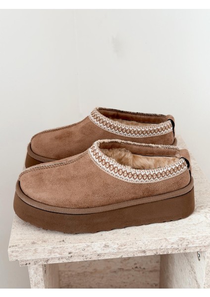 Lefani Kadın Içi Tüylü Terlik Camel Süet fiyatları