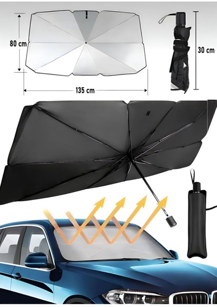 Araç Oto Ön Cam Çift Daireli Gümüş Kaplama Güneş Kalkanı Branda Cn