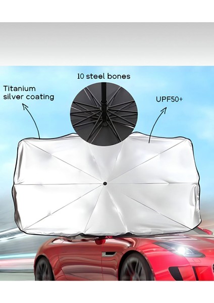Araç Oto Ön Cam Çift Daireli Gümüş Kaplama Güneş Kalkanı Branda Cn
