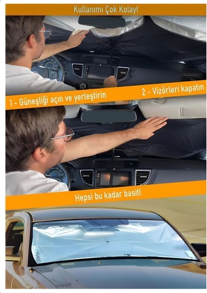 Araç Oto Ön Cam Çift Daireli Gümüş Kaplama Güneş Kalkanı Branda Cn