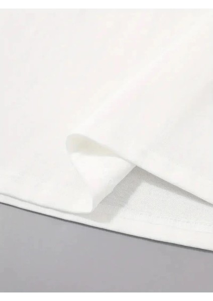 20/1 Penye Compack Palmiye Ön Baskılı Oversize Bisiklet Yaka Kısa Kol Yazlık T-Shirt - Beyaz modelleri