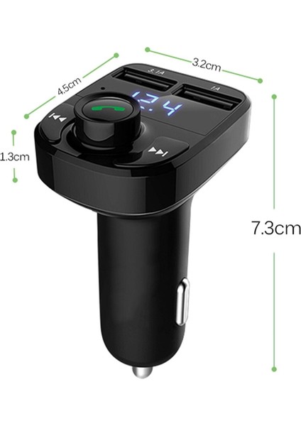 Araç Bluetooth Fm Transmitter Cihazı Araba Mp3 Çalar Oto Çakmaklık Şarj Aleti Müzik Kiti Cn
