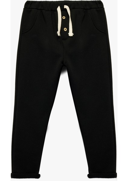 Beli Lastikli Düğmeli Basic Jogger Eşofman Altı