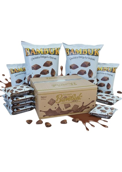 Çikolata Dolgulu Gofret Bambuk 24 Adet 45 gr