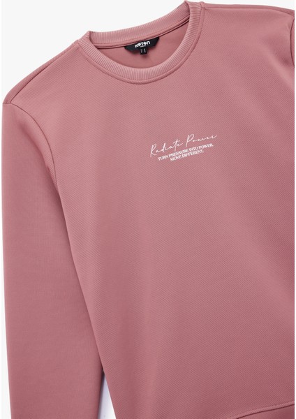 Uzun Kollu Basic Bisiklet Yaka Baskılı Sweatshirt modelleri