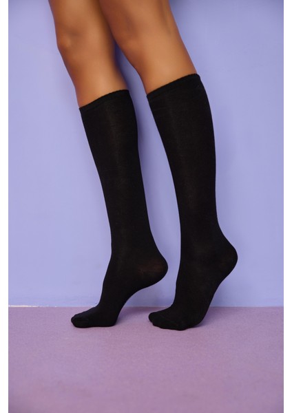 Kadın Siyah Renkli Famliy Basic Dizaltı Çorap modelleri