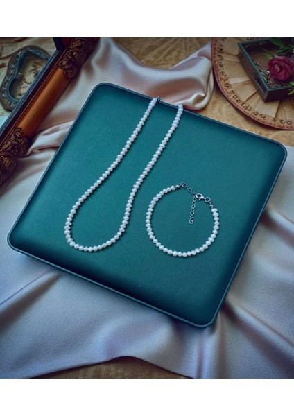 Sertifikalı Doğal 4mm Inci Kolye ve Bileklik Set - Paslanmaz Çelik Aparatlı fiyatları