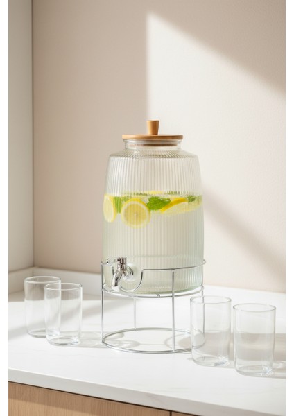 Flow Akasya Kapaklı Cam Sebil 6l