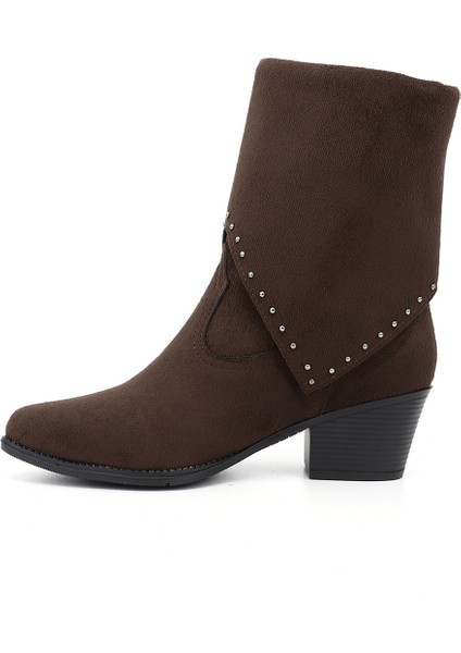 Kadın Kahve Süet Sivri Burun Kalın Topuklu Kovboy Çizme modelleri