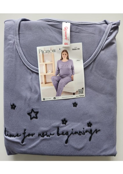 Milan Kumaş Büyük Beden Uzun Kollu Pijama Takımı 7666 fiyatları
