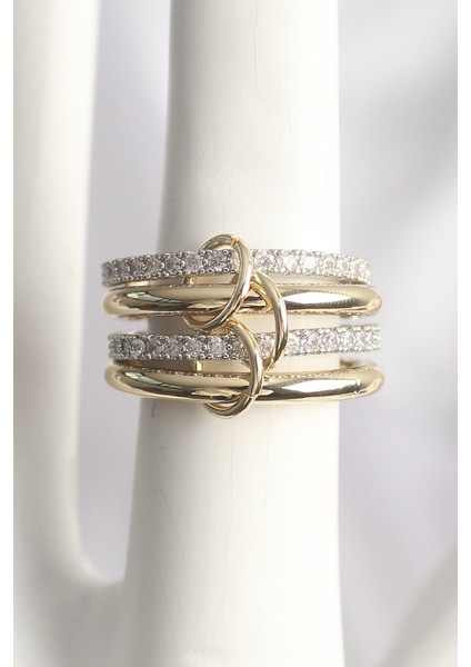 Pirinç Mix Renk Zirkon Taşlı 4'lü Kadın Yüzük - Lisinya