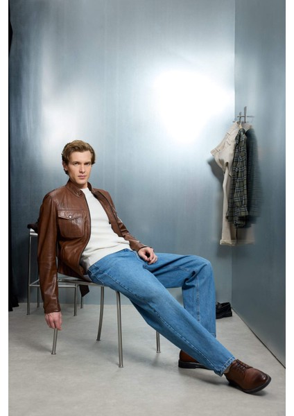 %100 Deri Premium Slim Fit Dar Kesim Dik Yaka Astarlı Fermuarlı Mont G5569AX25WN fiyatları