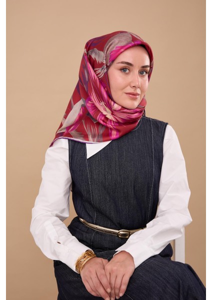 Twill Ipek Eşarp - 11480-60 Bordo fırsatları