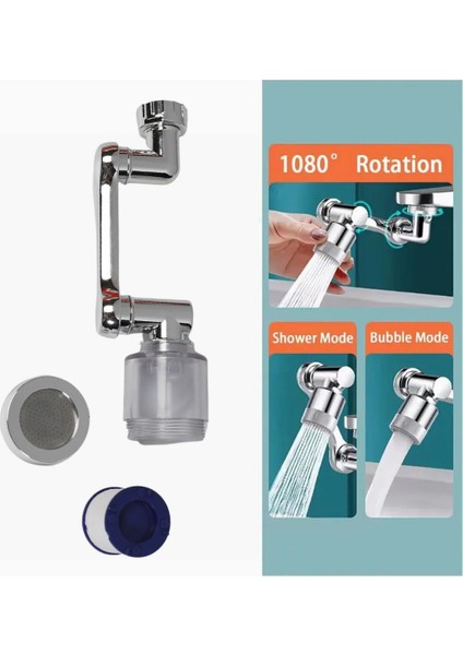 Filtreli Mutfak Banyo Musluk Başlığı 180 Derece Dönebilen Fonksiyonel Evrensel Büyük Boy indirimleri