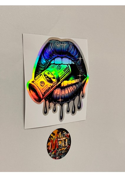 Para Isıran Mavi Dudak Sticker Araba Motosiklet Kask Laptop Cam Etiket Sticker Baskı 10X10,5CM modelleri