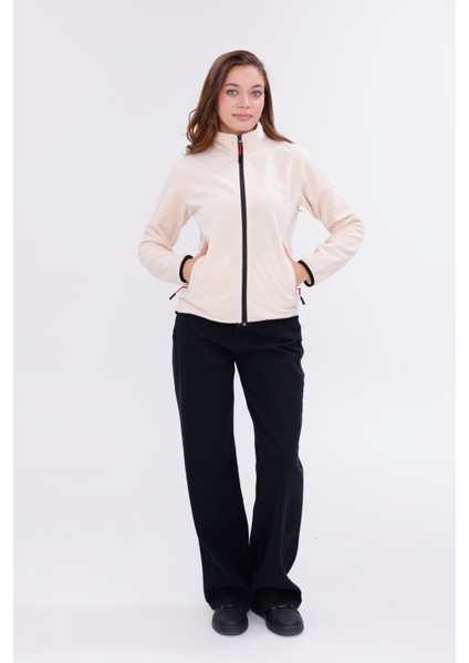 Kadın Slim Fit Tam Fermuarlı Polar Ceket