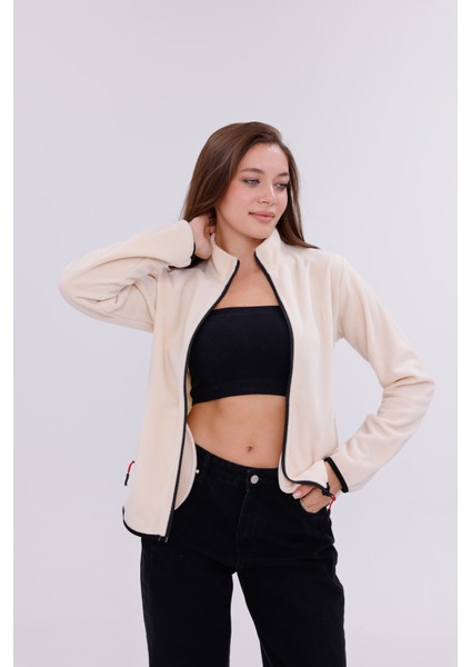 Kadın Slim Fit Tam Fermuarlı Polar Ceket