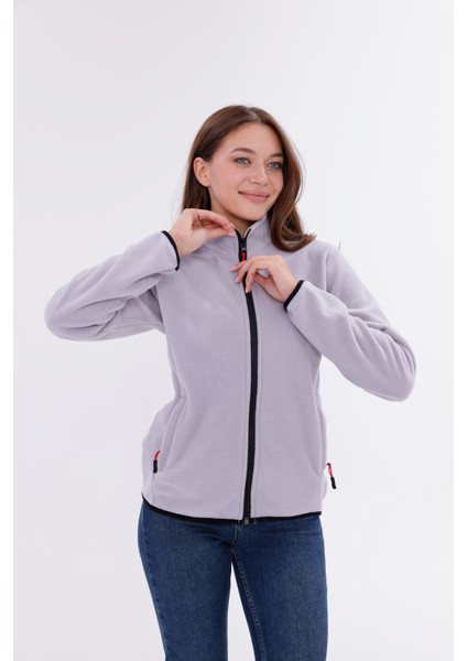 Kadın Slim Fit Tam Fermuarlı Polar Ceket
