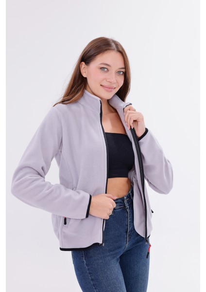 Kadın Slim Fit Tam Fermuarlı Polar Ceket