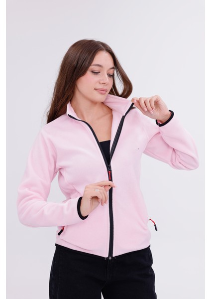 Kadın Slim Fit Tam Fermuarlı Polar Ceket