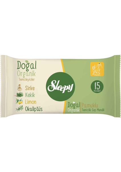 Doğal Organik Pamuklu Islak Cep Mendili 3X15'LI 3 Adet