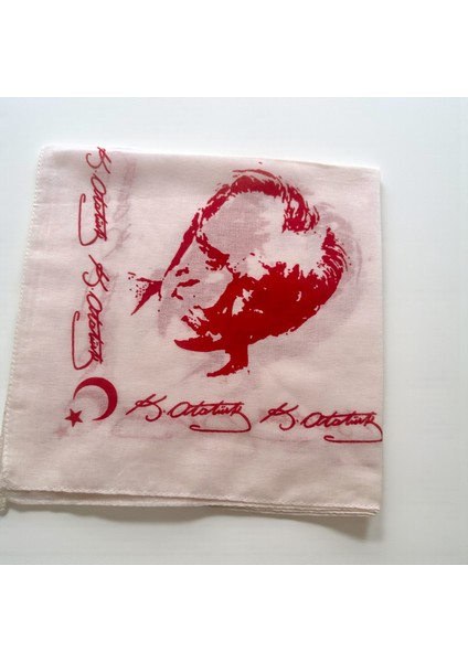 Beyazı Renk %100 Koton Atatürk Portreli ve imzalı 55X55 Bandana, 29 Ekim, 23 Nisan fiyatları