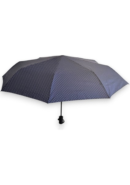 Lacivert Puantiyeli Tam Otomatik 8 Telli Kısa Şemsiye
