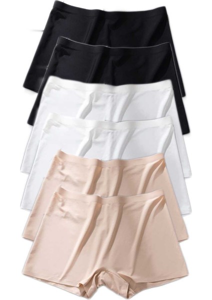 6 Adet Kadın Dikişsiz Görünmez Iz Yapmaz Mini Şort Boxer Siyah Beyaz Ten fiyatları