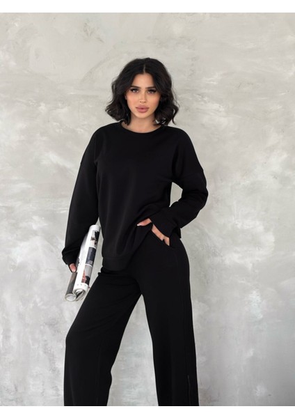 Kadın Basic Eşofman Takımı Içi Polarlı Modal Kumaş