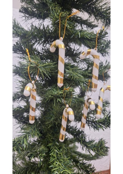 Yılbaşı Çam Ağacı Süsü Baston Şeker Kırmızı Beyaz Baston Ağaç Süsü 6 cm Küçük Boy 6lı fiyatları