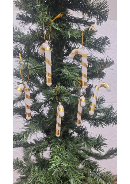 Yılbaşı Çam Ağacı Süsü Baston Şeker Kırmızı Beyaz Baston Ağaç Süsü 6 cm Küçük Boy 6lı modelleri