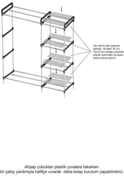 Pazaraza Ne 05 Modüler %100 Masif Ahşap Raflı Açık Elbise Askısı fırsatları