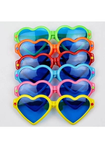Mega Boy Büyük Kalp Şekilli Parti Gözlüğü 12 Adet Rengarenk fırsatları