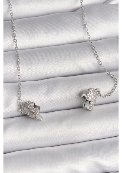 Bfs 316L Çelik Gümüş Renk Zirkon Taşlı Mıknatıslı Kalp Model Kadın Kolye fiyatları