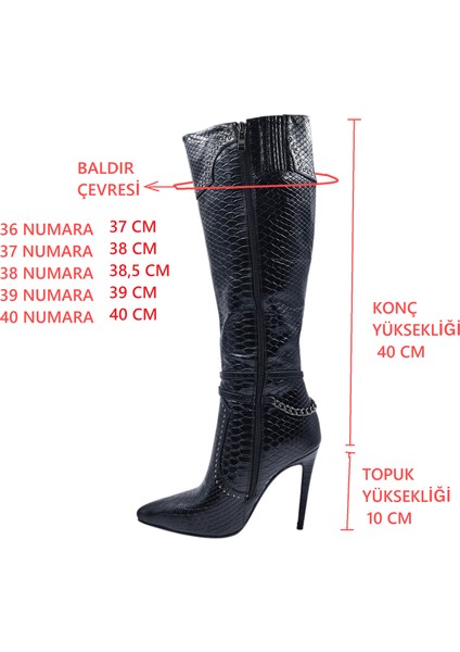G25K174 Krokokil Baskı Yüksek Ince Topuklu Sivri Burun Kadın Siyah Diz Altı Çizme modelleri