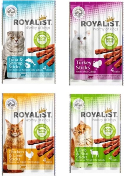 Ödül Çubukları – 4'lü Paket | %90 Et Içerikli Lezzetli Kedi Ödülleri