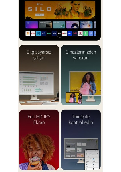 Webos Akıllı Tv Wi-Fi Apple-Android Kablosuz Bağlantı IPS 1920X1080 Fulhd 27 Inç 70 Ekran Smart Kumandalı Monitör Tv+ Logitech Kablosuz Klavye modelleri