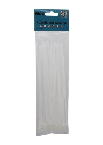 25PCS Beyaz 3.6X200MM Plastik Cırt Kelepçe (5324)
