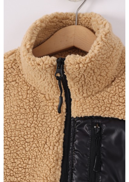 Çocuk Lastik Manşetli Fermuarlı Unisex Kuzu Wellsoft Peluş Ceket modelleri