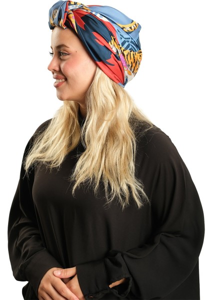 Taş Pratik Hazır Geçmeli Tesettür Bone Ipek Desenli 2410_46 modelleri