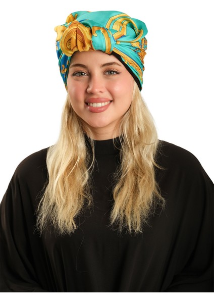 Çağla Yeşili Pratik Hazır Geçmeli Tesettür Bone Ipek Desenli 2410_32