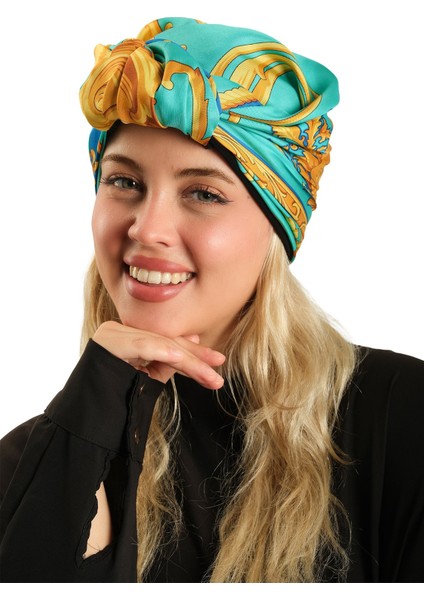 Çağla Yeşili Pratik Hazır Geçmeli Tesettür Bone Ipek Desenli 2410_32 indirimleri