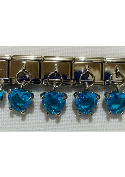 Mavi Kalp Taşlı Charm, Italyan Bileklik Uyumlu Paslanmaz Çelik fiyatları