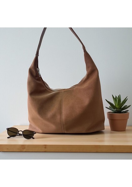 Kadın Marginata Süet Salaş Omuz Çantası