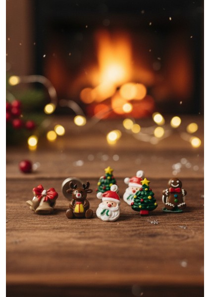 Yılbaşı Özel 5'li Düğme Kapağı Seti Broş Klips Toka