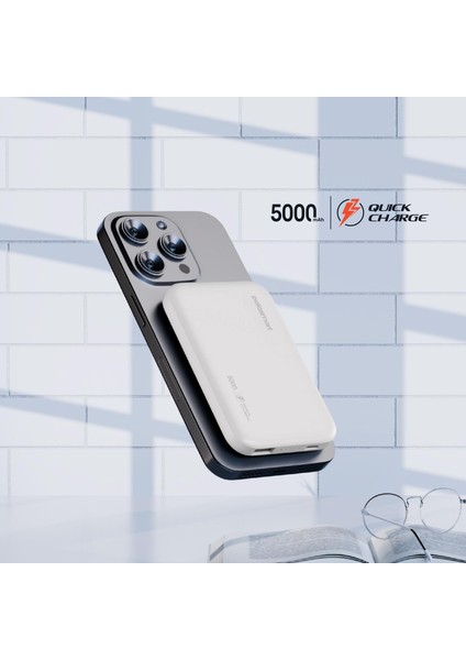 PSM129 5000 Mah Kablosuz Powerbank 20W Pd Hızlı Şarj Type-C Çıkışlı Magsafe Beyaz fırsatları