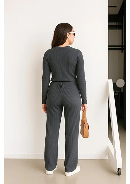 Kadın Fitilli Uzun Kollu Esnek Palazzo Paça Alt Üst Takım fiyatları