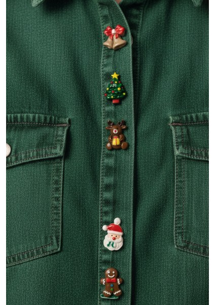 Yılbaşı Özel 5'li Düğme Kapağı Seti Broş Klips Toka fırsatları