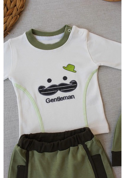 Litaetrend 3-6 6-9 9-12 Ay Gentleman Erkek Nakışlı Şapkalı Uzun Kollu Sweat 3lü Erkek Bebek Takımı Yeşil fiyatları